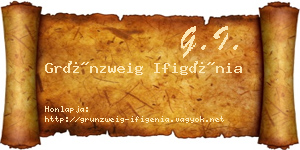 Grünzweig Ifigénia névjegykártya